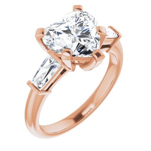 14K Rose 9x9 mm Heart Engagement Ring Mounting