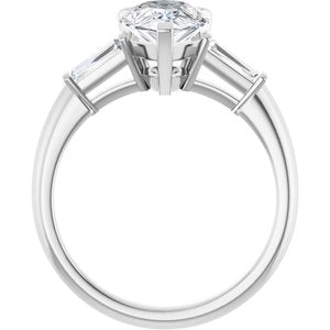 Platinum 10x7 mm Pear Engagement Ring Mounting