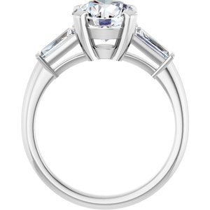 14K White 8.2 mm Round Engagement Ring Mounting