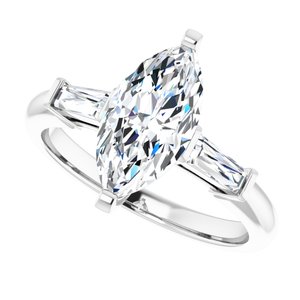 Platinum 12x6 mm Marquise Engagement Ring Mounting