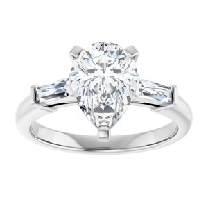 Platinum 10x7 mm Pear Engagement Ring Mounting