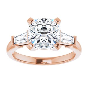 14K Rose 8x8 mm Cushion Engagement Ring Mounting