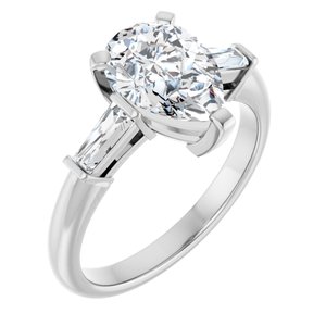 Platinum 10x7 mm Pear Engagement Ring Mounting