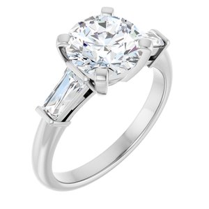 14K White 8.2 mm Round Engagement Ring Mounting