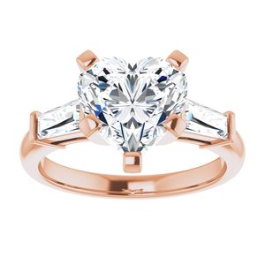 14K Rose 9x9 mm Heart Engagement Ring Mounting