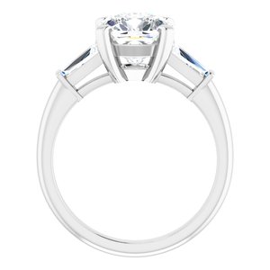 14K White 8x8 mm Cushion Engagement Ring Mounting