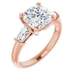 14K Rose 8x8 mm Cushion Engagement Ring Mounting