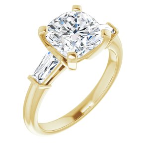 14K Yellow 8x8 mm Cushion Engagement Ring Mounting