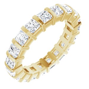 14K Yellow  3 mm Asscher Eternity Band Mounting