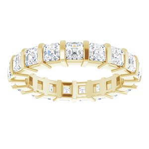 14K Yellow  3 mm Asscher Eternity Band Mounting