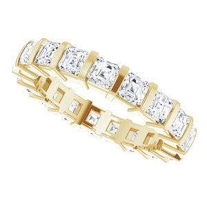 14K Yellow  3 mm Asscher Eternity Band Mounting