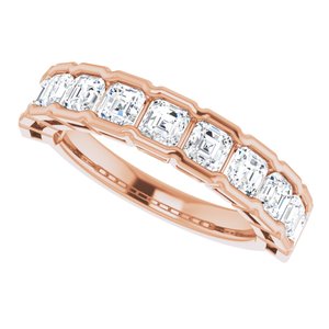 14K Rose  3 mm Asscher Anniversary Band Mounting