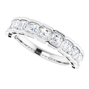 14K White  3 mm Asscher Anniversary Band Mounting