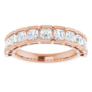 14K Rose  3 mm Asscher Anniversary Band Mounting