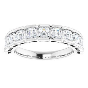 14K White  3 mm Asscher Anniversary Band Mounting