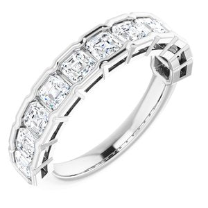 14K White  3 mm Asscher Anniversary Band Mounting