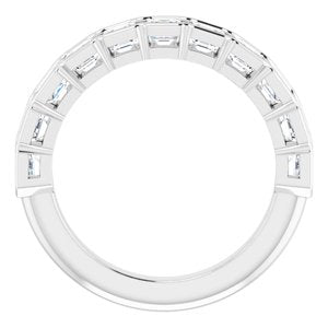 14K White  3 mm Asscher Anniversary Band Mounting