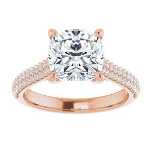 14K Rose  8 mm Cushion Engagement Ring Mounting