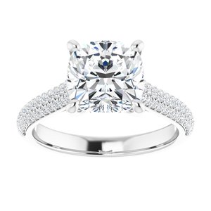 Platinum  8 mm Cushion Engagement Ring Mounting