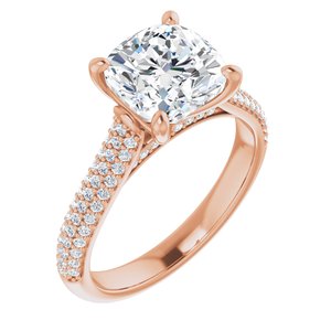 14K Rose  8 mm Cushion Engagement Ring Mounting