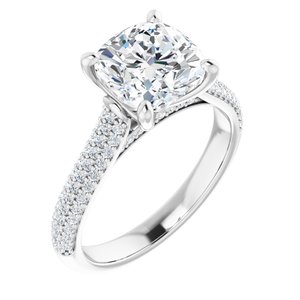 Platinum  8 mm Cushion Engagement Ring Mounting