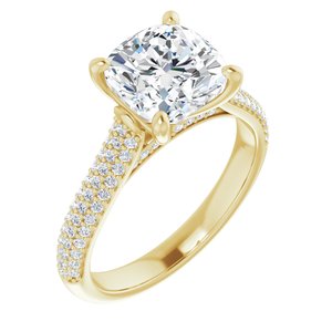 14K Yellow  8 mm Cushion Engagement Ring Mounting