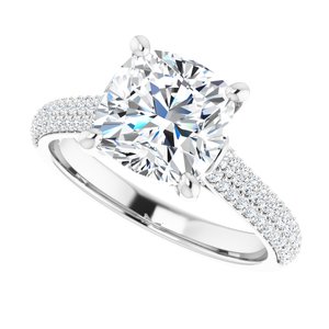 Platinum  8 mm Cushion Engagement Ring Mounting