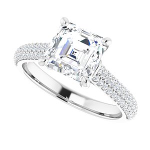 Platinum  7 mm Asscher Engagement Ring Mounting