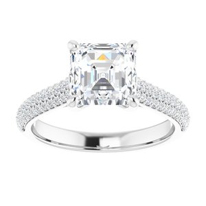 Platinum  7 mm Asscher Engagement Ring Mounting