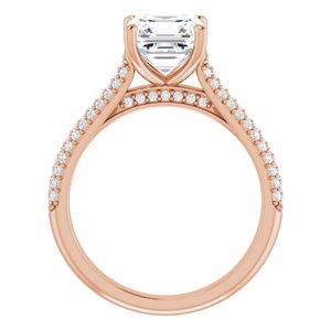 14K Rose  7 mm Asscher Engagement Ring Mounting