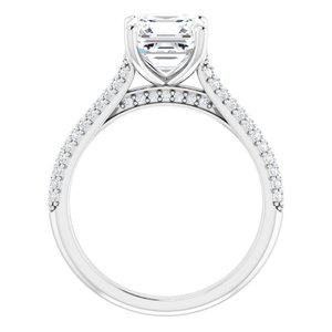 Platinum  7 mm Asscher Engagement Ring Mounting