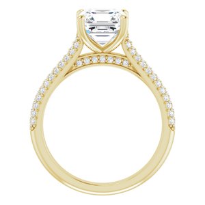 14K Yellow  7 mm Asscher Engagement Ring Mounting