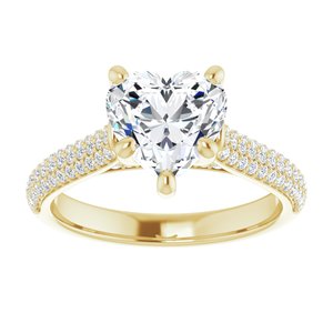 14K Yellow  8x8 mm Heart Engagement Ring Mounting