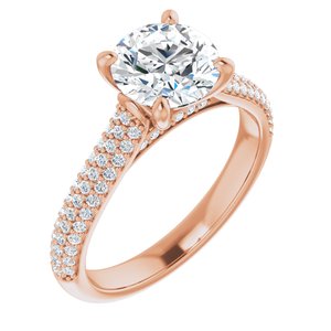 14K Rose  7.4 mm Round Engagement Ring Mounting