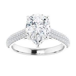 Platinum  10x7 mm Pear Engagement Ring Mounting