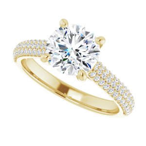 14K Yellow  7.4 mm Round Engagement Ring Mounting