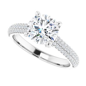 Platinum  7.4 mm Round Engagement Ring Mounting