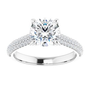 Platinum  7.4 mm Round Engagement Ring Mounting