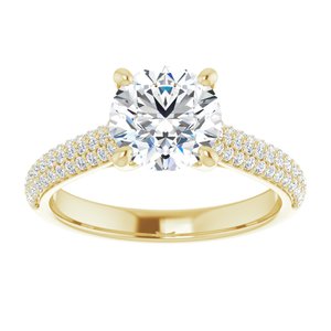 14K Yellow  7.4 mm Round Engagement Ring Mounting