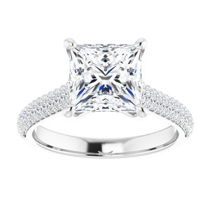 Platinum  7.5 mm Square Engagement Ring Mounting