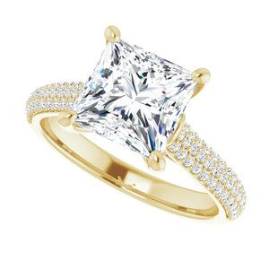 14K Yellow  7.5 mm Square Engagement Ring Mounting