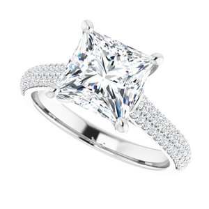 Platinum  7.5 mm Square Engagement Ring Mounting