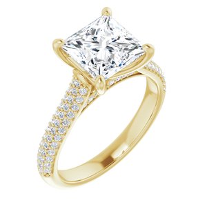 14K Yellow  7.5 mm Square Engagement Ring Mounting