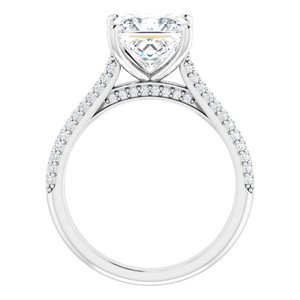 14K White  7.5 mm Square Engagement Ring Mounting