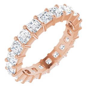 14K Rose 3x3 mm Asscher Eternity Band Mounting Size 7