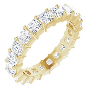 14K Yellow 3x3 mm Asscher Eternity Band Mounting Size 7