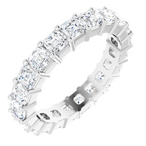 Platinum 3x3 mm Asscher Eternity Band Mounting Size 7