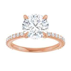 14K Rose  8.2 mm Round Engagement Ring Mounting