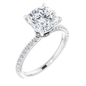 Platinum  8 mm Cushion Engagement Ring Mounting