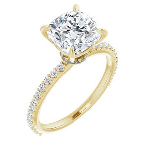 14K Yellow  8 mm Cushion Engagement Ring Mounting